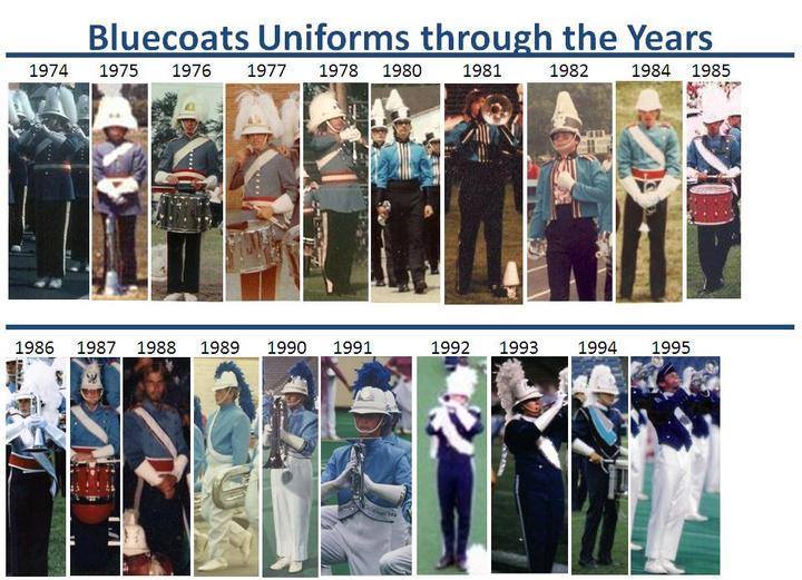 Bluecoats Uniforms Through the Years Drum and Bugle Corps